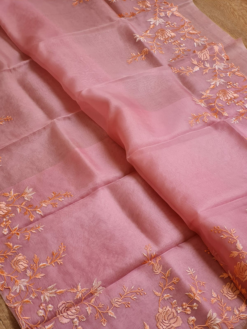 Catalogue - Organza Sarees with Floral Embroidery Border