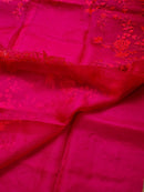 Pink Organza Saree with Floral Embroidery Border