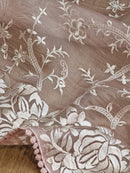 Pastel Pink Organza Saree with Gara Embroidery Work & Crochet Lace