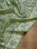 Green Organza Saree with Gara Embroidery Work & Crochet Lace