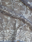 Blue Organza Saree with Gara Embroidery Work & Crochet Lace