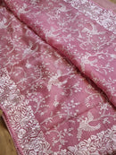 Pink Organza Saree with Gara Embroidery Work & Crochet Lace