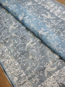 Blue Organza Saree with Gara Embroidery Work & Crochet Lace