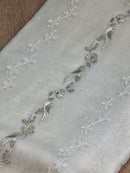 Half White Organza Saree with Unique Bird Chikankari Embroidery Design