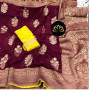 Maroon Designer Khaddi Georgette Saree with Contrast Blouse