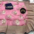 Pink Designer Khaddi Georgette Saree with Contrast Blouse