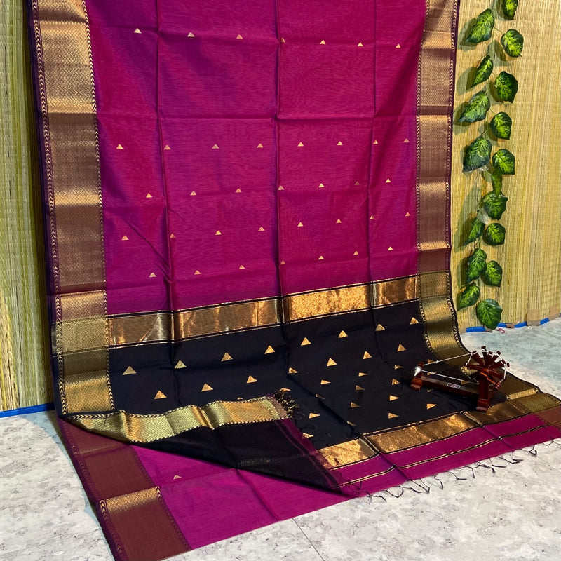 Maheshwari Silk Cotton Triangle Butta Sarees