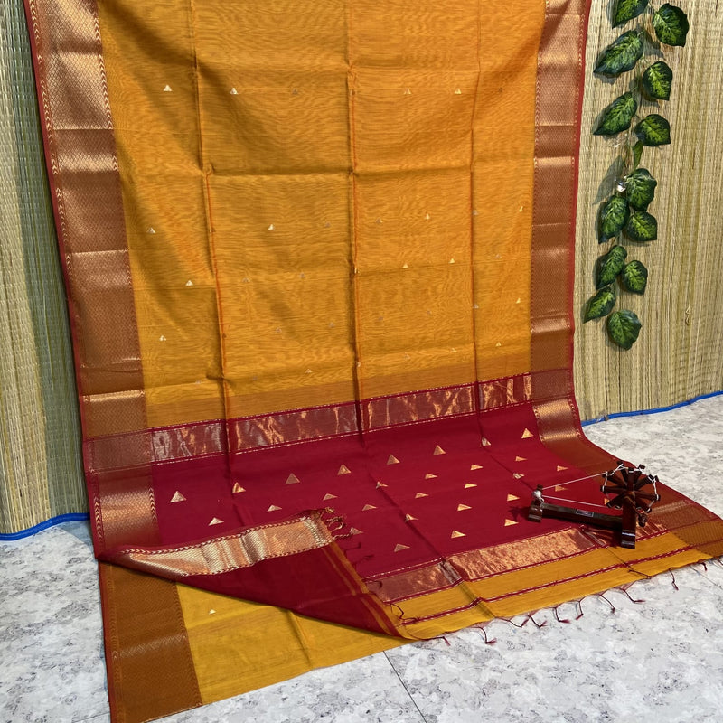 Maheshwari Silk Cotton Triangle Butta Sarees