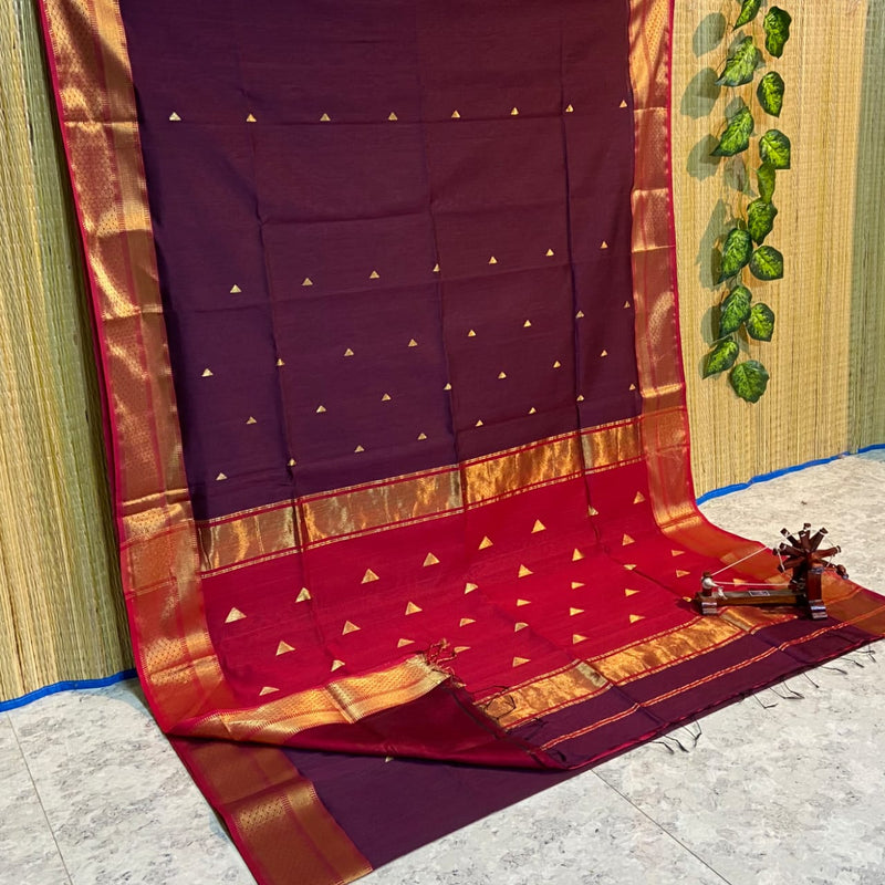 Maheshwari Silk Cotton Triangle Butta Sarees