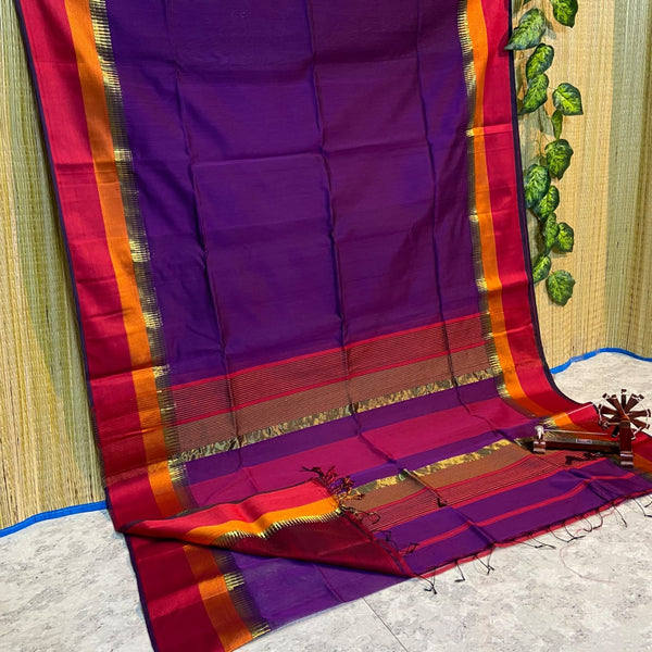 Maheshwari Silk Cotton Multi Color Border Sarees