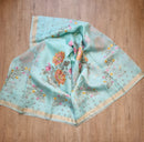 Pastel Blue Organza Floral Embroidery Saree
