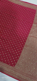 Red Khaddi Georgette Silk Saree