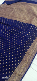 Navy Blue Khaddi Georgette Silk Saree