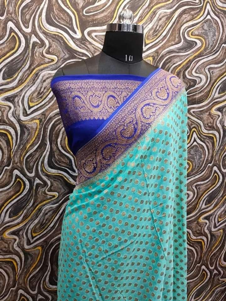 Blue Khaddi Georgette Silk Saree