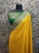 Yellow Khaddi Georgette Silk Saree