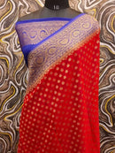 Red Khaddi Georgette Silk Saree
