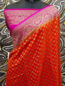 Orange Khaddi Georgette Silk Saree