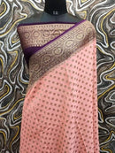 Peach Pink Khaddi Georgette Silk Saree