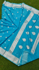 Blue Banarasi Khaddi Georgette Silk Saree
