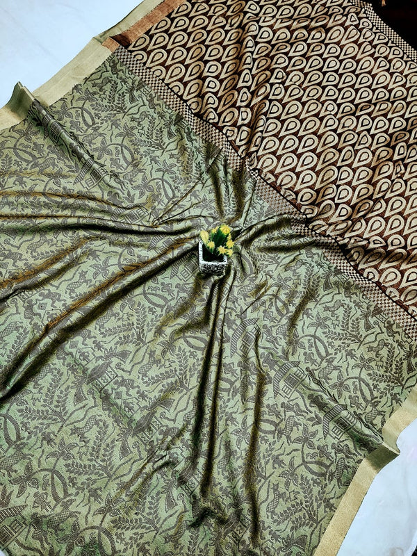 Pure Tussar Silk All Over Jala with Heavy Pallu