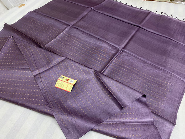 Pure Desi Tussar Silk Saree Body Butta Plain Pallu Sarees