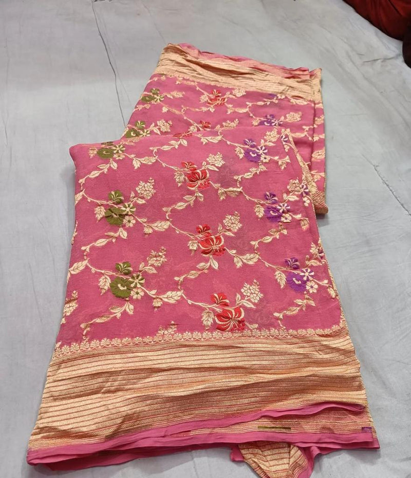 Indian Classical Banarasi Saree in Semi Khaddi Chiffon Georgette Soft Silk Saree  Georgette Saree Chiffon Saree Banarasi Silk Saree - Etsy