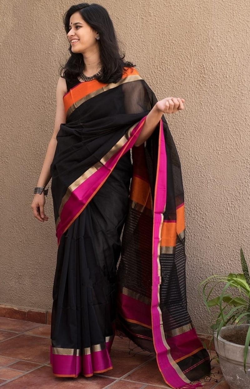 Maheshwari Silk Cotton Sirin Border Sarees