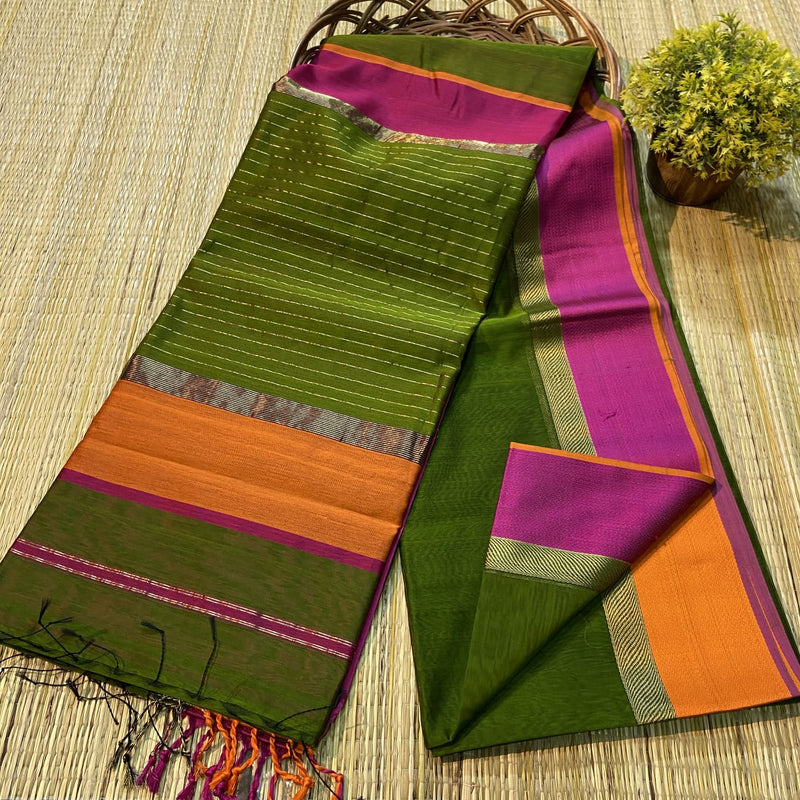 Maheshwari Silk Cotton Sirin Border Sarees