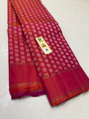 Traditional Handloom Kanchipuram Silk Saree with Peacock Thread Butta All over & Simple Zari Border