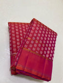 Traditional Handloom Kanchipuram Silk Saree with Peacock Thread Butta All over & Simple Zari Border
