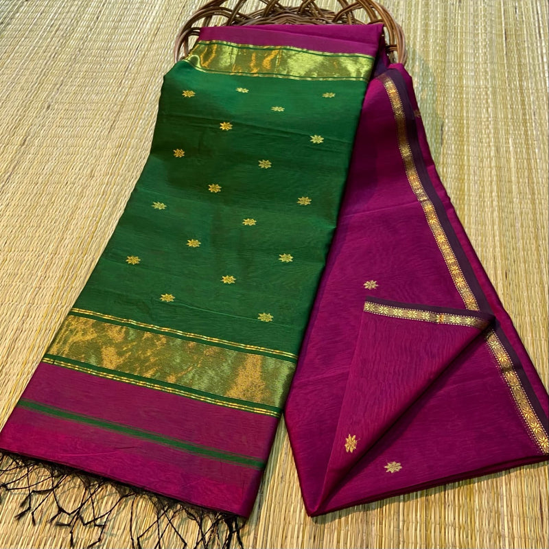 Maheshwari Silk Cotton Star Butta Sarees