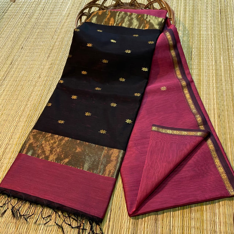 Maheshwari Silk Cotton Star Butta Sarees