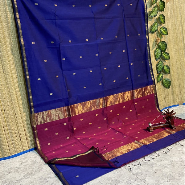 Maheshwari Silk Cotton Star Butta Sarees