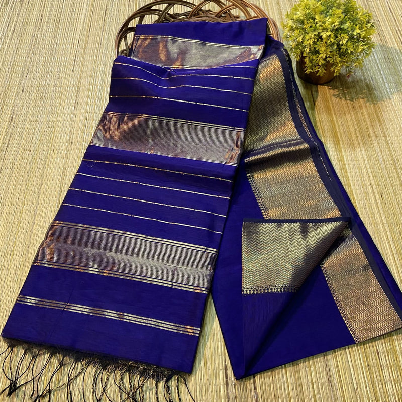 Maheshwari Silk Cotton Rich Lines Pallu Sarees