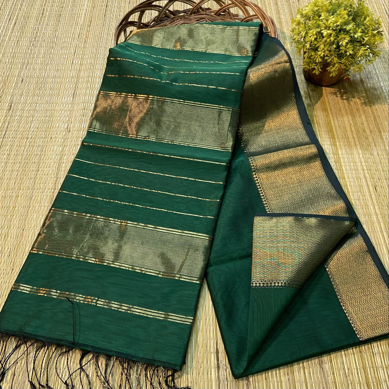 Maheshwari Silk Cotton Rich Lines Pallu Sarees