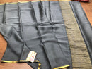 Grey Wrinkle Mysore Crepe Silk Saree with Thin Golden Zari Border