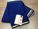 Navy Blue Wrinkle Mysore Crepe Silk Saree with Thin Golden Zari Border