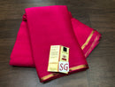 Pink Wrinkle Mysore Crepe Silk Saree with Thin Golden Zari Border