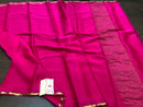 Pink Wrinkle Mysore Crepe Silk Saree with Thin Golden Zari Border