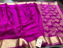 Pink Wrinkle Mysore Crepe Silk Saree with Zari Lines