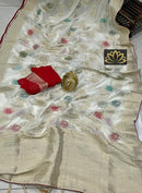 Designer Half White Khaddi Georgette Saree