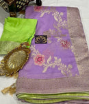 Designer Lavender Khaddi Georgette Saree