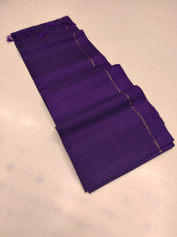 Purple Plain Soft Silk Saree