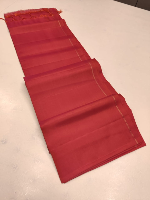 Red Plain Soft Silk Saree