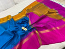 Pure Raw Silk Sarees with Contrast Temple Border