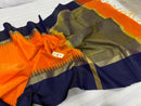 Pure Raw Silk Sarees with Contrast Temple Border