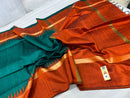 Pure Raw Silk Sarees with Contrast Temple Border