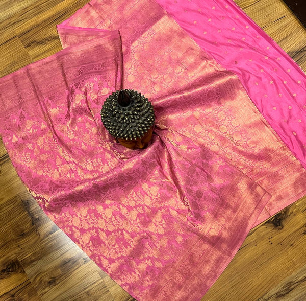 Rose Pink Semi Georgette Saree