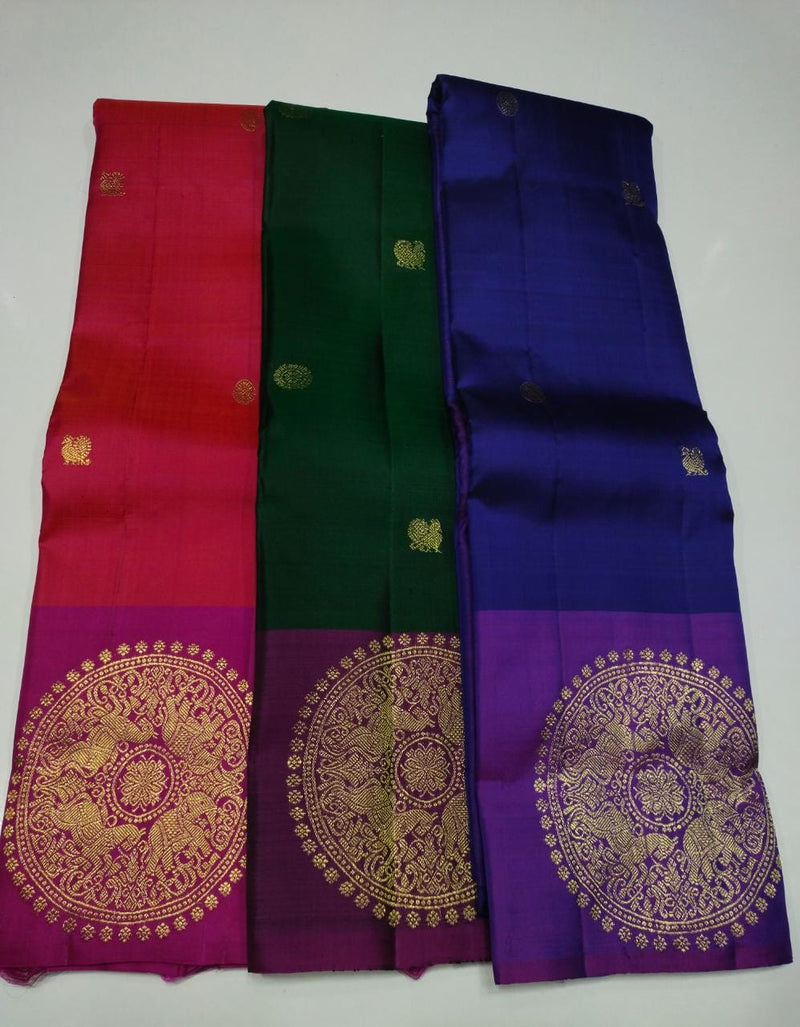 Traditional Kanchipuram Silk Sarees with Border Butta