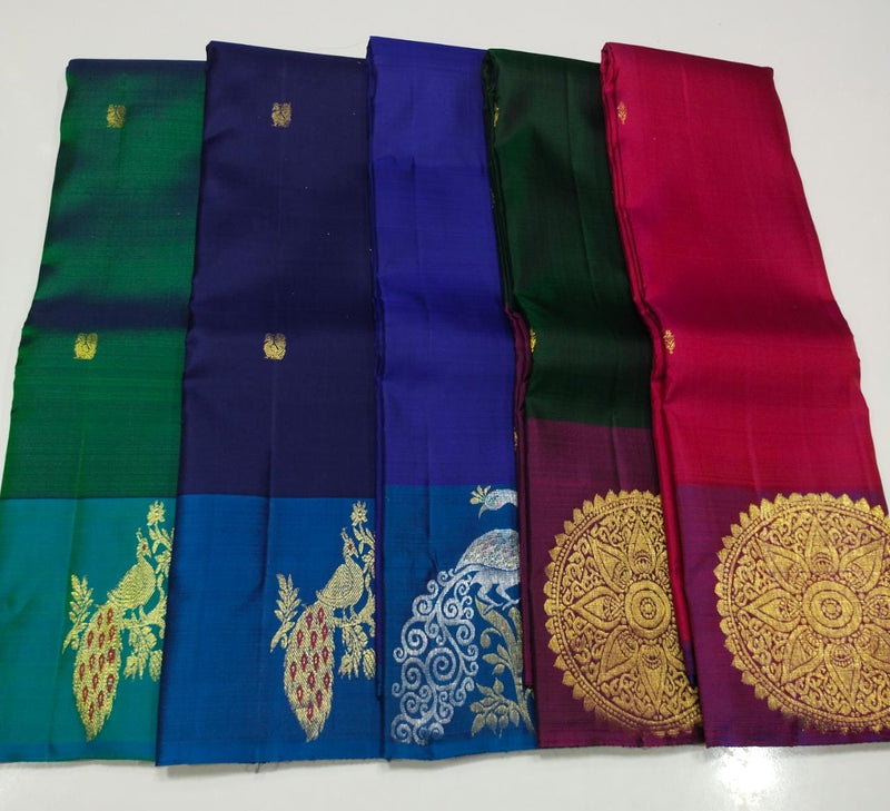 Traditional Kanchipuram Silk Sarees with Border Butta